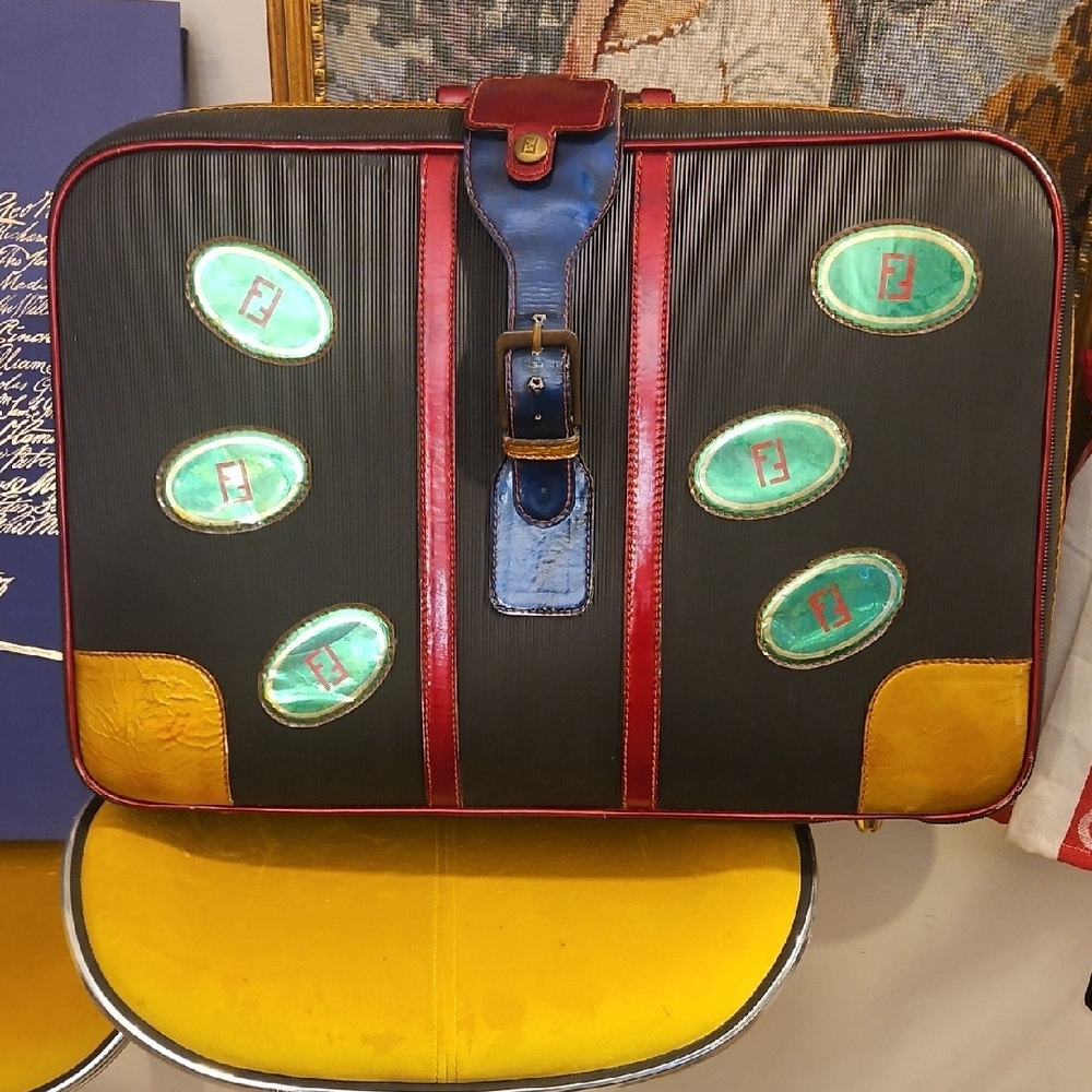 Fendi Black and Red Travel Bag with Blue and Yellow Accents
